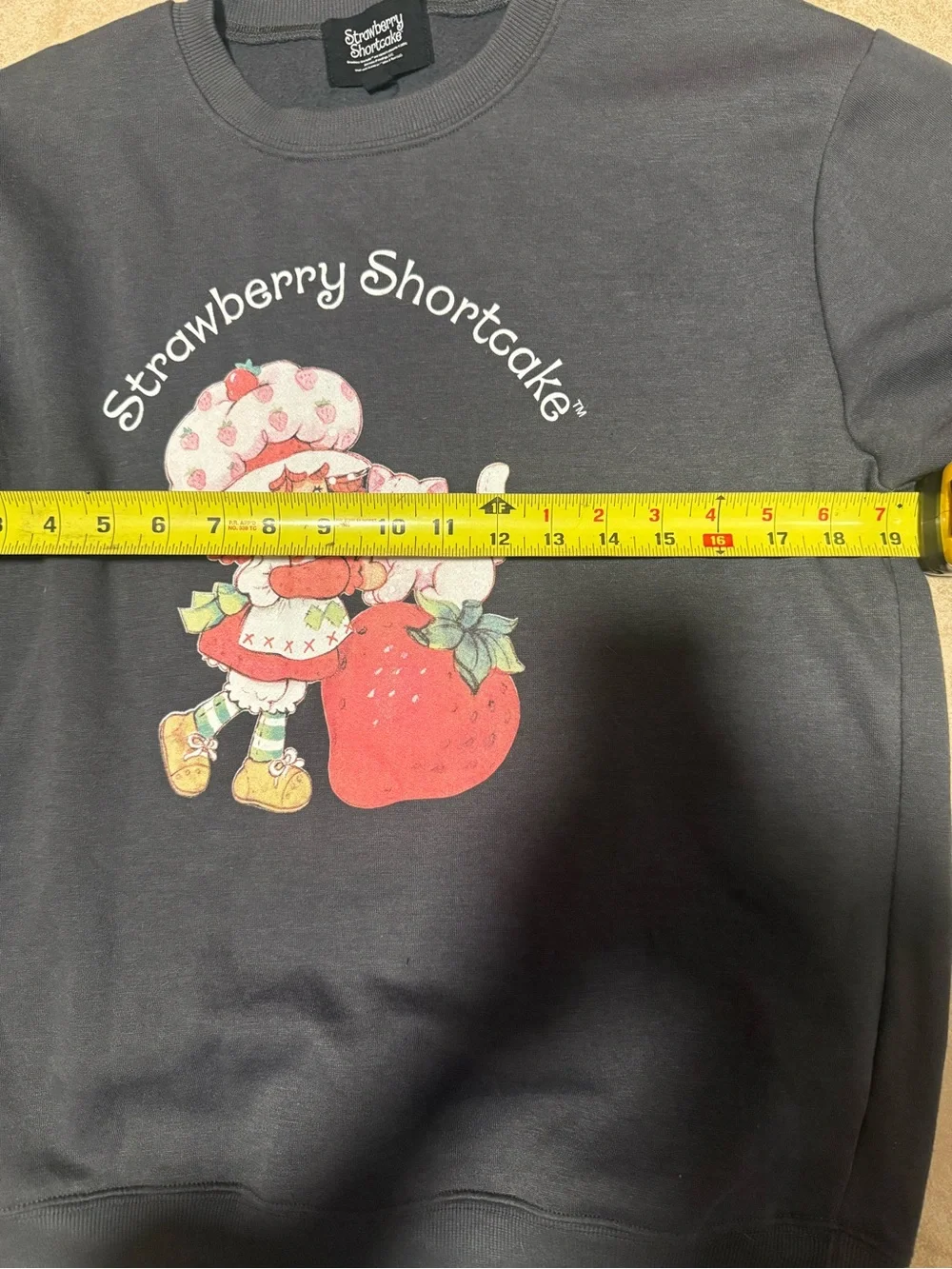 Strawberry Shortcake Graphic Print Charcoal Crewneck Sweatshirt